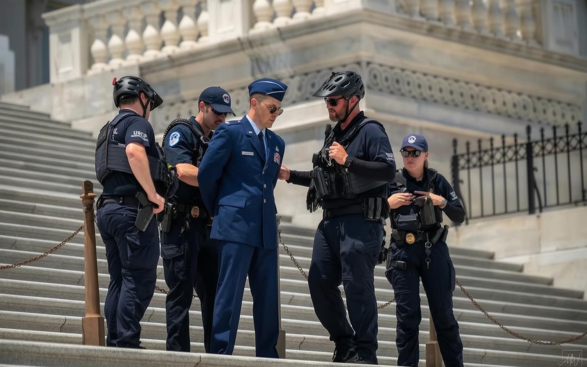 Air Force Major Arrested After Solo Anti-Trump Protest on Capitol Steps
