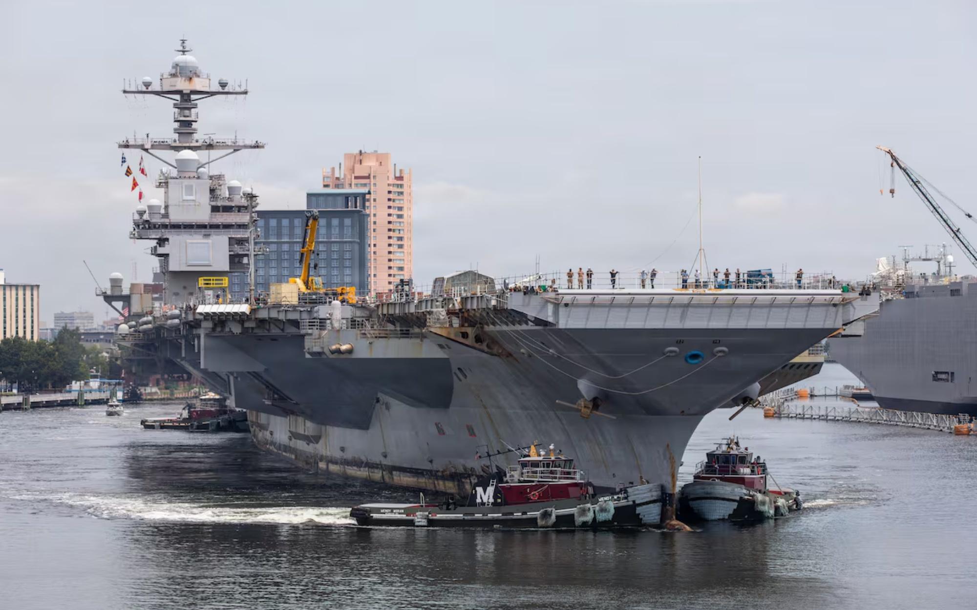 USS Gerald R. Ford Faces Repairs After Fire and Plumbing Failures at Sea